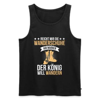 Wandern Wanderer Berge Der König will Wandern - Männer Premium Bio Tank Top - Schwarz - Vorne - Michal (187cm)