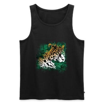 Leopard Rainforest Plants Nature Vegetation - Men's Premium Organic Tank Top - black - Front - AI Model Male 178 light (178cm)