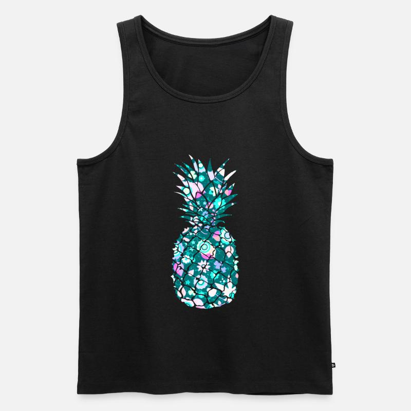 Bunte Ananas - Männer Premium Bio Tank Top - Schwarz