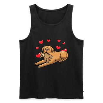 Dogue de Bordeaux Dog with Plush Toy - Men's Premium Organic Tank Top - black - Front - Michal (187cm)