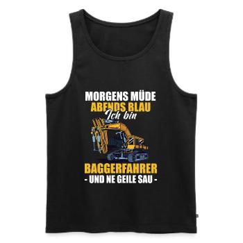 Baggerführer Morgens Müde Abends Blau Baggerfahrer - Männer Premium Bio Tank Top - Schwarz - Vorne - Michal (187cm)