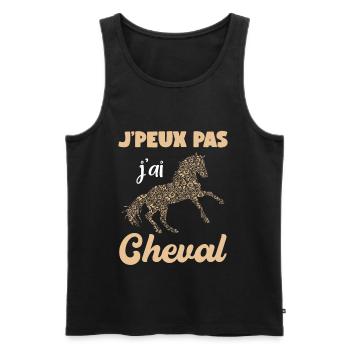 Je peux pas j'ai cheval silhouette cheval mandala - Débardeur bio Premium Homme - noir - Devant - Michal (187cm)