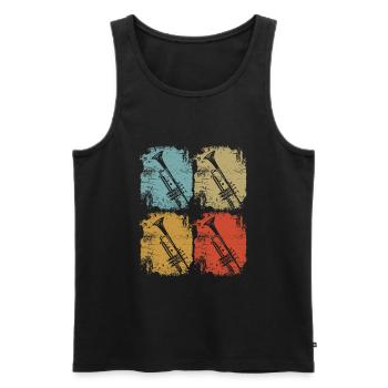 Trumpet Retro Design Funny - Men's Premium Organic Tank Top - black - Front - Michal (187cm)