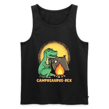 Dinosaure T-Rex Jurrasic Campfire Camping-car - Débardeur bio Premium Homme - noir - Devant - Michal (187cm)