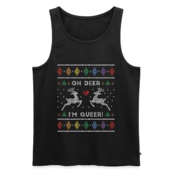 Oh Deer I'm Queer Funny Ugly Christmas Sweater - Männer Premium Bio Tank Top - Schwarz - Vorne - Michal (187cm)
