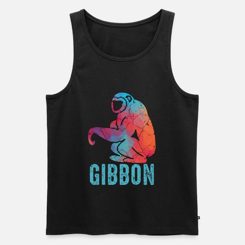 Gibbon Affe - Männer Premium Bio Tank Top - Schwarz