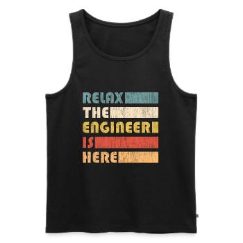 Relax l’ingénieur pour les ingénieurs - Débardeur bio Premium Homme - noir - Devant - Michal (187cm)