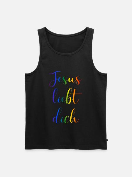 Jesus liebt dich - Männer Premium Bio Tank Top - Schwarz