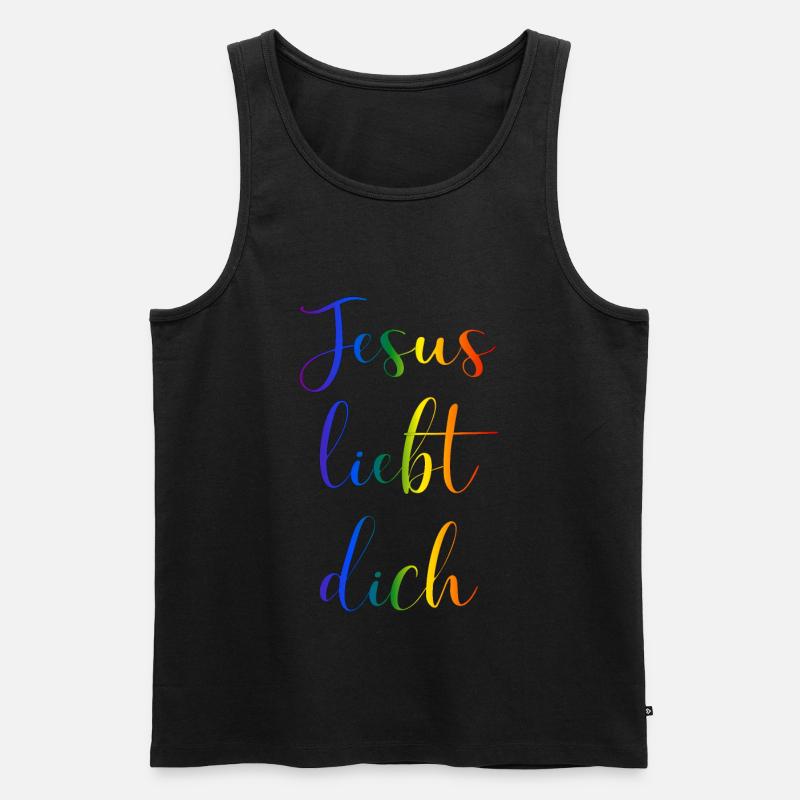 Jesus liebt dich - Männer Premium Bio Tank Top - Schwarz