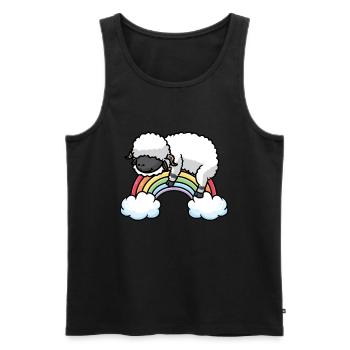 Pyjama arc-en-ciel de mouton à nez noir du Valais - Débardeur bio Premium Homme - noir - Devant - AI Model Male 178 light (178cm)