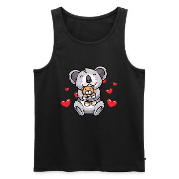 Cuddly Toy Koala Kawaii Heart Koala Bear - Men's Premium Organic Tank Top - black - Front - AI Model Male 178 light (178cm)