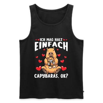 Capybara Kuscheltier Kawaii Wasserschwein - Männer Premium Bio Tank Top - Schwarz - Vorne - Michal (187cm)