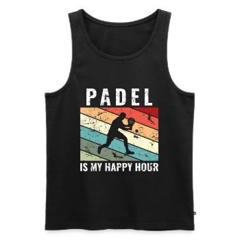 Padel is my happy hour Funny Padel - Men's Premium Organic Tank Top - black - Front - Michal (187cm)