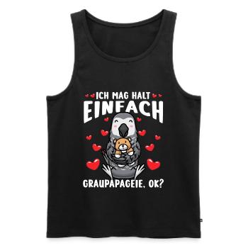 Graupapagei Kuscheltier Kawaii Herz Vogel Kongo - Männer Premium Bio Tank Top - Schwarz - Vorne - Michal (187cm)