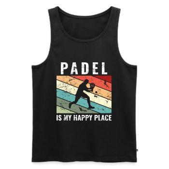 Le padel est mon endroit heureux Drôle de padel - Débardeur bio Premium Homme - noir - Devant - AI Model Male 178 light (178cm)