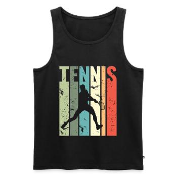 Vintage Tennis Player Lustiges Tennis - Männer Premium Bio Tank Top - Schwarz - Vorne - Michal (187cm)