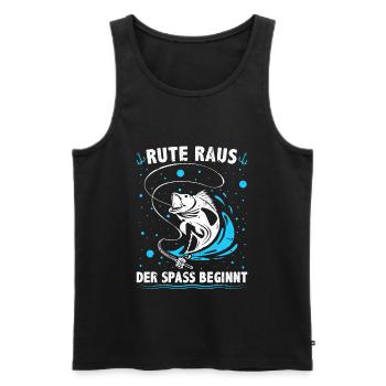 Angeln Rute raus der Spaß beginnt Hobbyangeln - Männer Premium Bio Tank Top - Schwarz - Vorne - AI Model Male 178 light (178cm)