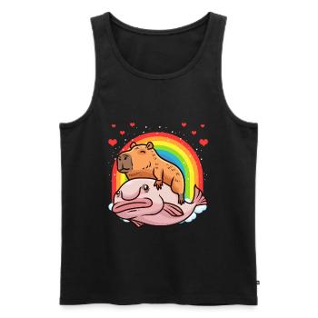 Capybara Kawaii Blobfish Capybara With - Men's Premium Organic Tank Top - black - Front - Michal (187cm)