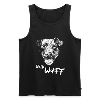 Motif de chien Wuff Wuff propriétaire de chien de tête de chien - Débardeur bio Premium Homme - noir - Devant - Michal (187cm)