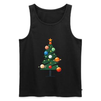 Weihnachtsbaum mit Planeten - Männer Premium Bio Tank Top - Schwarz - Vorne - Michal (187cm)