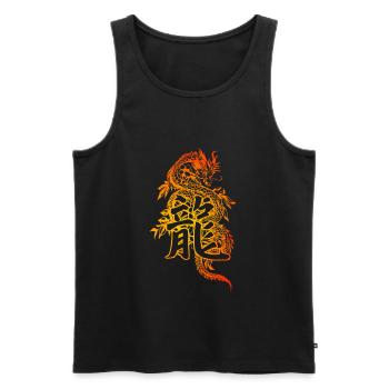 Dragon with Chinese characters - Men's Premium Organic Tank Top - black - Front - AI Model Male 178 light (178cm)