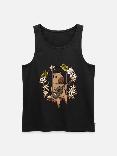 Capybara Rodent Guitar - Men's Premium Organic Tank Top - black