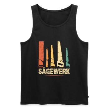 Sägewerk sägen Vintage Retro Säge - Männer Premium Bio Tank Top - Schwarz - Vorne - Michal (187cm)