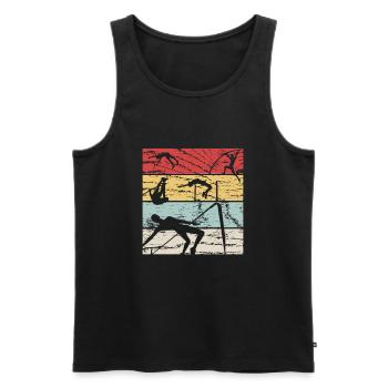 Saut en hauteur rétro - Débardeur bio Premium Homme - noir - Devant - AI Model Male 178 light (178cm)