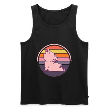 Yoga Pig Sport Exercise Meditation - Men's Premium Organic Tank Top - black - Front - Michal (187cm)