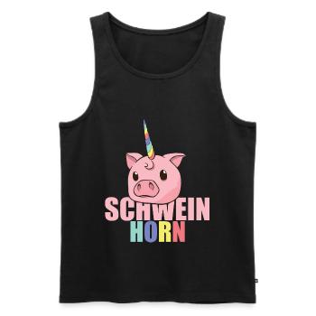 Déguisement de costume de cochon corne de licorne - Débardeur bio Premium Homme - noir - Devant - AI Model Male 178 light (178cm)