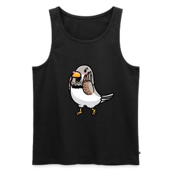 Émoticône d’oiseau de pinson zèbre - Débardeur bio Premium Homme - noir - Devant - Michal (187cm)
