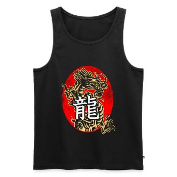 Dragon with Chinese characters - Men's Premium Organic Tank Top - black - Front - AI Model Male 178 light (178cm)