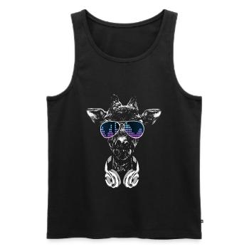 Giraffe mit Kopfhörer und cooler Sonnen Brille - Männer Premium Bio Tank Top - Schwarz - Vorne - Michal (187cm)