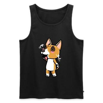 Basenji Hund Emoticon - Männer Premium Bio Tank Top - Schwarz - Vorne - AI Model Male 178 light (178cm)