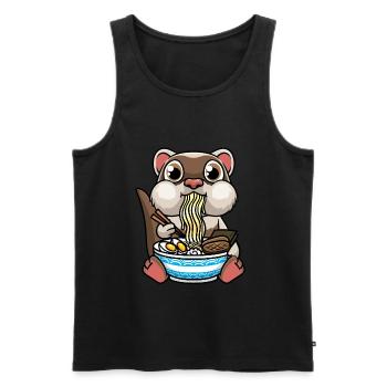 Furet mange des nouilles Ramen Anime Kawaii - Débardeur bio Premium Homme - noir - Devant - Michal (187cm)