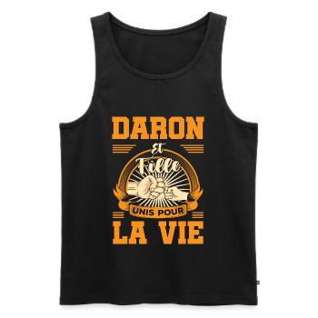 Daron fille unis pour la vie fête des pères check - Débardeur bio Premium Homme - noir - Devant - AI Model Male 178 light (178cm)