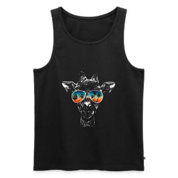 Giraffe mit cooler Sonnen Brille für Urlauber - Männer Premium Bio Tank Top - Schwarz - Vorne - Michal (187cm)