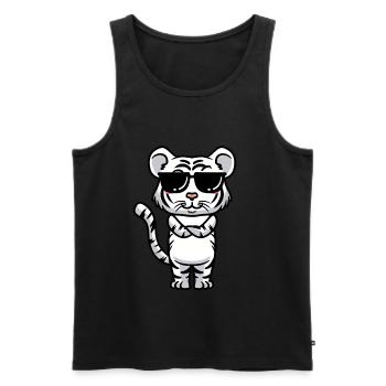Tigre blanc Emoticon Tigre du Bengale - Débardeur bio Premium Homme - noir - Devant - AI Model Male 178 light (178cm)