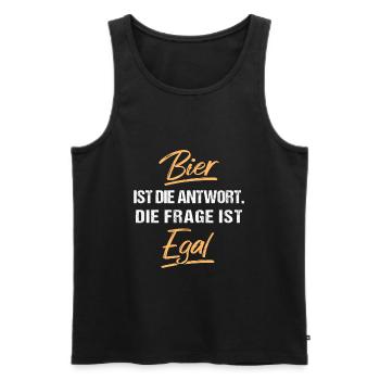 Bier ist die Antwort, die frage ist egal - Männer Premium Bio Tank Top - Schwarz - Vorne - Michal (187cm)