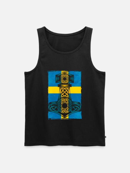 Sverige Svensk flag Thor Hammer Viking - Herre Premium økologisk tanktop - sort