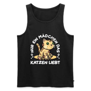 Nur Ein Mädchen Das Katzen Liebt Katze Plüschtier - Männer Premium Bio Tank Top - Schwarz - Vorne - Michal (187cm)