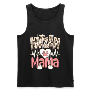 Katzen Mama Kätzchen Leopard Muster - Männer Premium Bio Tank Top - Schwarz - Vorne - Michal (187cm)