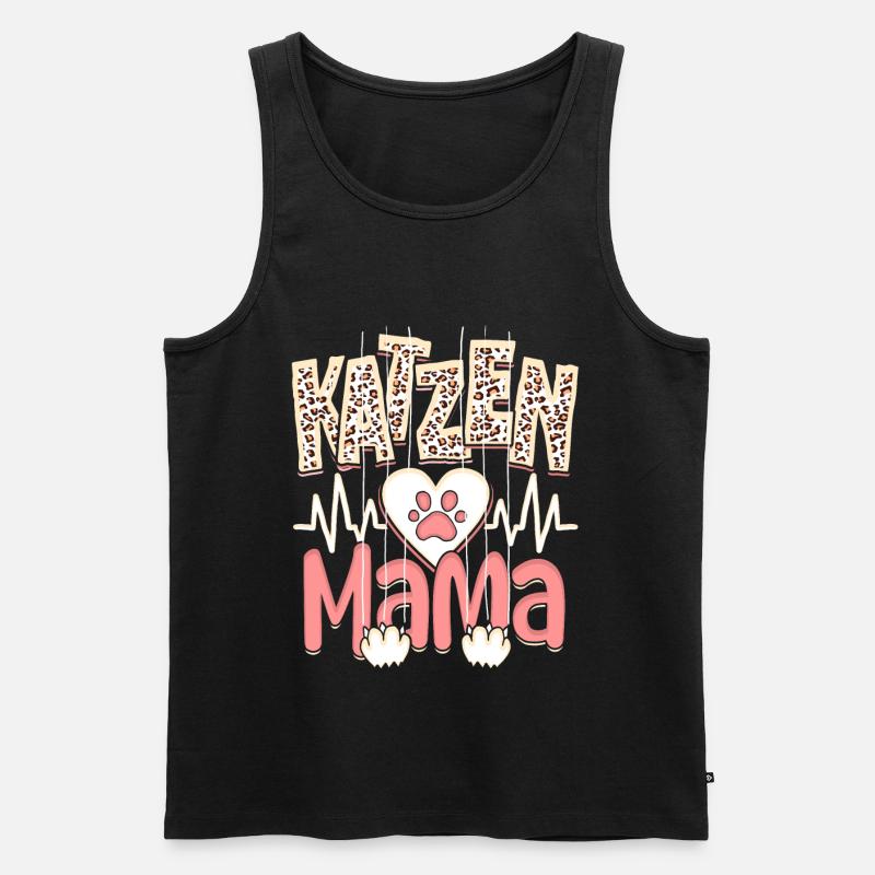 Katzen Mama Kätzchen Leopard Muster - Männer Premium Bio Tank Top - Schwarz