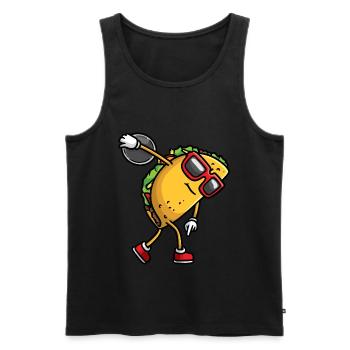 Taco Mit Sonnenbrille Wirft Diskus - Männer Premium Bio Tank Top - Schwarz - Vorne - AI Model Male 178 light (178cm)