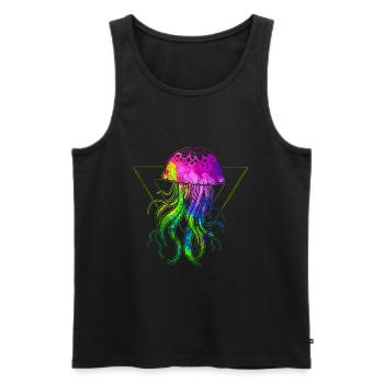 Bunte Qualle - Männer Premium Bio Tank Top - Schwarz - Vorne - Michal (187cm)