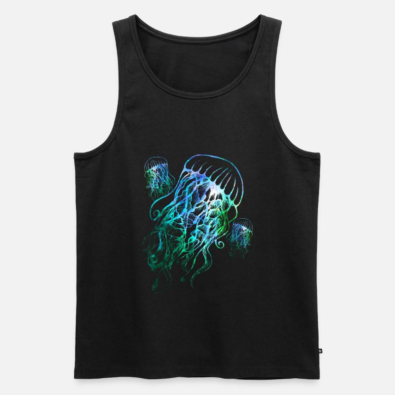Bunte Quallen - Männer Premium Bio Tank Top - Schwarz