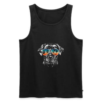 Hund mit cooler Sonnen Brille für Urlauber - Männer Premium Bio Tank Top - Schwarz - Vorne - Michal (187cm)
