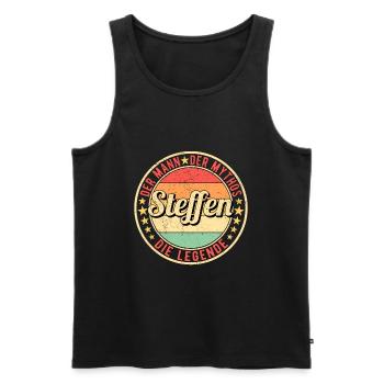 Steffen Der Mann Der Mythos Die Legende - Männer Premium Bio Tank Top - Schwarz - Vorne - Michal (187cm)