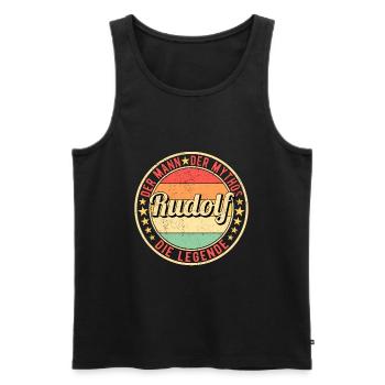 Rudolf Der Mann Der Mythos Die Legende - Männer Premium Bio Tank Top - Schwarz - Vorne - Michal (187cm)