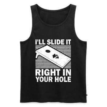 Cornhole Bean Bag Sackloch - Männer Premium Bio Tank Top - Schwarz - Vorne - AI Model Male 178 light (178cm)